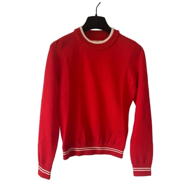 Isabel Marant Etoile Red White Contrast Stitch Sweater Size 36 Or XS - Picture 1 of 7